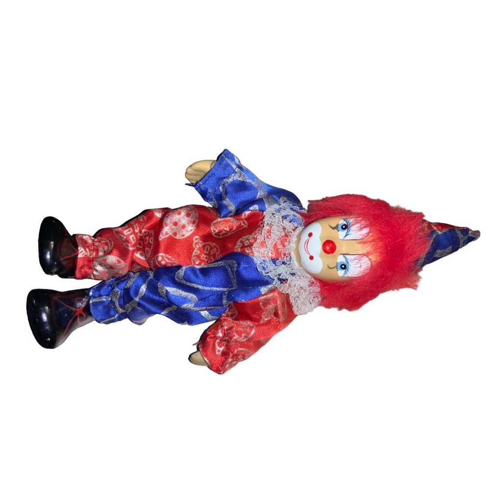 Clown Doll with Red Hair and red/ blue outfit - Picture 16 of 16